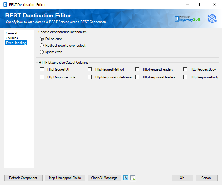 Google Dataplex Rest Destination Component - Error Handling